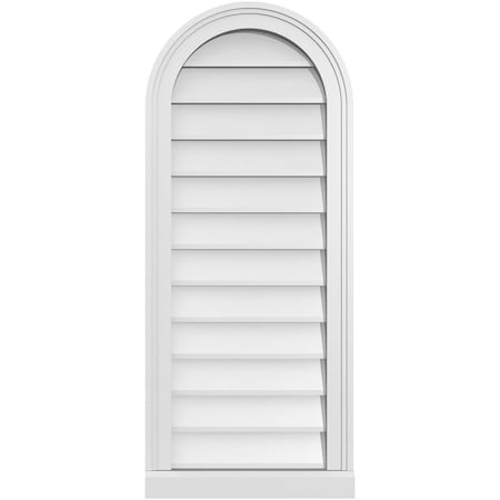Ekena Millwork Round Top Surface Mount PVC Gable Vent w/ 2"W x 2"P Brickmould Sill Frame, 16"W x 38"H GVPRT16X3803SN
